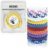 NCENS Pulsera Repelente de Mosquitos 10 Pack, Pulseras de Cuero Ajustables Sin Deet con Ingredientes Naturales para Adultos y Niños, Envuelta Individualmente, Protección Contra Insectos de 350 Horas