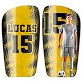 Espinilleras de Futbol Personalizadas | para Niño, Niña y Adulto | Incluye tu con Foto, Nombre, Texto y Número para Personalizarla | Regalos Personalizados | Diseño 1 | Talla M