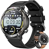 Reloj Inteligente Hombre Smartwatch Llamadas: 1,52' Smart Watch con Pulsometro Tensiometro Arterial Pasos Brújula Deportivo Impermeable Pulsera Actividad Reloj Digital Redondo para iPhone Android