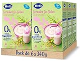 Hero Baby Papillas de Cereales sin Gluten y sin Azúcares Añadidos - Para Bebés a Partir de los 4 Meses - Pack de 6 x 340 g