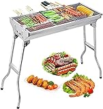 Uten Barbacoa Portátil de Acero Inoxidable Barbacoa Plegable Parrillada Asador al Aire Libre BBQ de Carbón para Cocinar Camping Senderismo Picnics