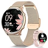 RUXINGX Reloj Inteligente Mujer con Llamada 5.3, Smartwatch Mujer Seguimiento del Periodo, 120+ Modos Deportes, Pulsómetro, SpO2, Monitor Sueño, Podómetro para Android iOS Oro, Regalo Mujer