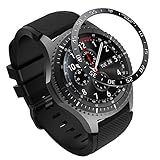 MoKo Anillo de Bisel Compatible con Samsung Gear S3/Galaxy Watch 46mm, Smart Watch Bisel Cubierta Adhesiva de Acero Inoxidable Antiarañazos Protector - Negro