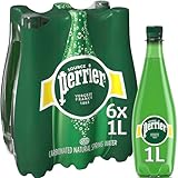 Perrier Agua Mineral Natural con Gas - Paquete de 6 Botellas de Plástico de 1 L - Total: 6 L