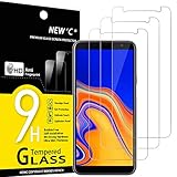 NEW'C 3 Piezas, Protector Pantalla para Samsung Galaxy J4 Plus, Galaxy J4+, Cristal templado Antiarañazos, Antihuellas, Sin Burbujas, Dureza 9H, 0.33 mm Ultra Transparente, Ultra Resistente