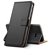 Hianjoo Funda Compatible con Samsung Galaxy J4 Plus 2018,Suave PU Cuero Carcasa con Flip Case Cover, Cierre Magnético, Función de Soporte, Billetera con Tapa Tarjetas,Negro