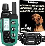 PAWPRO Collar de Adiestramiento para Perros de Todos los Tamaños | Alcance XXL de 3000 Metros | Cumple con la Ley de Bienestar Animal 2024 | 3 Modos: Sonido, Vibración, Boost Vibración (1 Collar)