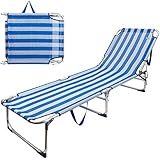 Aktive 62646 - Tumbona plegable de playa | Reclinable 3 posiciones, 188x58x30 cm, peso máx 110 kg | Incluye tacos antivuelco y asa para fácil transporte | Tumbonas piscina