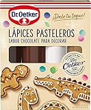 DR. OETKER 4 Lápices Pasteleros de Sabor a Chocolate, Especial Repostería, Para Decorar Pasteles, Galletas, Cupcakes o Tartas - Pack de 3y1 Blanco, Marrón, Caramelo y Negro