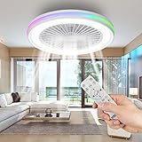 activeallbrite Ventilador de Techo con luz，Motor DC 20W LED 40W, RGB 3000K-6500K ，Velocidad del Viento ajustable con Control Remoto, Adecuado Para 10㎡-13㎡ Cocina, Sala de estar, Dormitorio，Ø47CM