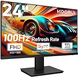 KOORUI Gaming Monitor 24 Pulgadas, Altavoces Incorporados, FHD 1920 * 1080p, 100 Hz, Montable VESA de 75 x 75 mm, Adaptive Sync, Eye-Saver Mode y Ajuste Ergonómico de Inclinación