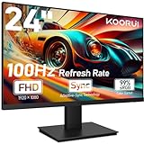 KOORUI Gaming Monitor 24 Pulgadas, Altavoces Incorporados, FHD 1920 * 1080p, 100 Hz, Montable VESA de 75 x 75 mm, Adaptive Sync, Eye-Saver Mode y Ajuste Ergonómico de Inclinación