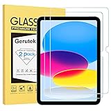 Gerutek [2 Piezas Protector Pantalla para iPad 10ª Generación 2022 Modelo, 10,9 pulgadas, Dureza 9H, HD Transparente, Antiarañazos, Sin burbujas, Antihuellas, Cristal Templado para iPad 10ª Gen 10,9'