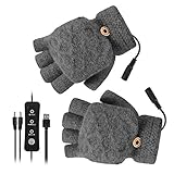 iFCOW Guantes con calefacción USB unisex, guantes de calentamiento eléctrico de invierno para hombres, mujeres, guantes de calefacción eléctrica para invierno, 3 ajustes de temperatura, gris, M