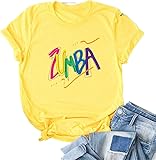 Camiseta de Zumba para Mujer Mangas Cortas Estampadas Top Casual para Las Clases de Zumba 2023 Entrenamiento físico de Baile