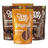 ONE DAY Granola Ecologica, Sin Azucares Añadidos, Alto en Proteína con Superfoods, Altro en Fibra, Pack 4 Variado x 300g (Pack Original x2 + Chocolate x2)