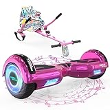 MEGA MOTION Hoverboards con Hoverkart para Niños, Hoverboards 6,5 Pulgadas con Altavoz Bluetooth, con Luces LED, Regalo para Niños