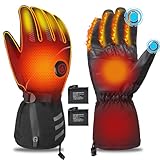 Guantes Calefactables Eléctricos con 3 Niveles de Calefacción Guantes Térmicos Invierno con Batería Recargables para Hombres y Mujeres Guantes de Nieve para Deportes, Moto y Senderismo