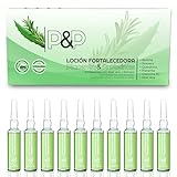 Ampollas Anticaida para el cabello. Enriquecida con Placenta, Romero y Aloe Vera. Tratamiento fortalecedor del bulbo. Prevención de la caída del pelo. Mujer y Hombre (10 ampollas de 10 ml)