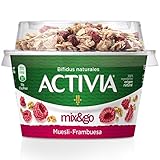 Danone Activia Mix&Go Yogur con Toppers de Museli, Arándanos y Frambuesa - 120g