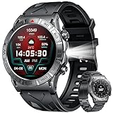 Smartwatch Hombre Reloj Inteligente Deportivo: 1.43' AMOLED Smart Watch con Llamadas Pulsometro Tensiometro Podometro Brujula Barometro Linterna Pulsera de Actividad Impermeable para Android iPhone