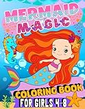 Mermaid Magic Coloring Book for Girls 4-8: 50 Enchanting Mermaid Coloring Pages and 5 Bonus Word Searches