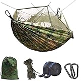 Hamaca de Camping con Mosquitera - Uplayteck Hamacas de Viaje Ultraligera, 260 X 140cm, 300kg de Capacidad de Carga, Hamaca Portátil Transpirable de Nylon para 2 Personas para Jardín Exterior (Camo)