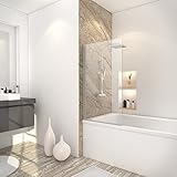 Schulte mampara ducha bañera 70 x 120 cm, color gris, 1 hoja abatible plegable 180° en la pared, montaje reversible izquierda derecha, vidrio de seguridad espesor 5 mm transparente, sello incluido