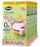 Hero Baby - Papilla de 8 Cereales sin Azúcares Añadidos, para Bebés a Partir de los 6 Meses - Pack de 3 x 820 g