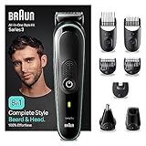 Braun Recortadora de Barba Series 3, Máquina Cortar Pelo, Máquina de afeitar, Cortapelos Hombre Kit 8 En 1 Para Barba, Pelos y Mucho Más, MGK3441