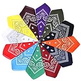 Aomig Pañuelos Cabeza Mujer, 12pcs Pañuelo Pirata con Diseño Único Estampado, Bandana Hombre de Moda y Deporte, Pañuelos de Colores Unisex para Cuello, Cabeza, Muñeca, Adultos y Niños, 54 X 54 cm