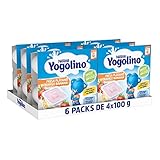 NESTLÉ YOGOLINO Fresa Plátano, a partir de los 8 meses, Pack de 6 (4x100g), Fórmula mejorada