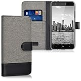 kwmobile Carcasa Compatible con bq Aquaris X/X Pro - Funda Protectora con Tapa Tarjetero y Soporte - Gris/Negro