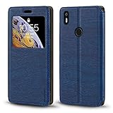 Funda BQ Aquaris X Funda Cuero Grano Madera con Tarjetero y Ventana Tapa Magnética Flip Cover para BQ Aquaris X Pro