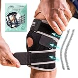 TECH THERAPEUTICS Rodillera Menisco y Ligamento Ortopédica Ajustable con Estabilizadores Laterales y Almohadillas de Gel. Rodillera Rotuliana de Compresión para Artritis, Lesiones, Ligamentos