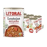 LITORAL Lentejas Riojana - Plato Preparado Sin Gluten - Pack de 6x425g - Total: 2.55kg