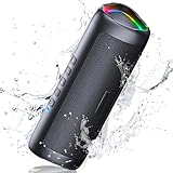 UOHHBOE Altavoz Portátil Bluetooth 5.3 Altavoz Inalámbrico TWS con LED RGB Tipo C IPX5 Impermeable Dura 24 Horas Conecto 30 Metros HD Estéreo Cordón de Llamada Manos Libres para Fiesta Viajes Exterior