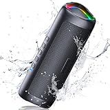 UOHHBOE Altavoz Portátil Bluetooth 5.3 Altavoz Inalámbrico TWS con LED RGB Tipo C IPX5 Impermeable Dura 24 Horas Conecto 30 Metros HD Estéreo Cordón de Llamada Manos Libres para Fiesta Viajes Exterior