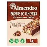 El Almendro, Barritas de Almendra y Chocolate con Leche, Barritas Energeticas, 4 porciones de 25 Gramos, 100 Gramos