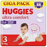 Huggies Ultra Comfort Pañal Braguita para Bebé con Disney Talla 3 (6-11 kg), 2 Packs x 44 Pañales, Total 88 Pañales, 88 unidad, 88