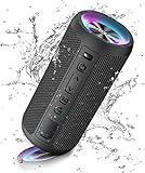 Ortizan Altavoz Bluetooth Potente Portatil X10P Negro con Luz LED de Color Hay Volumen Alto y Graves Potentes, Apoya Reproducción de Música 30H, IPX7 Impermeable