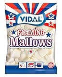 Vidal Golosinas Flaming Mallows. Nubes my sabrosas listas para fogatas, barbacoas y planchas. Sabor vainilla. Color blanco. Bolsa 1 Kg.