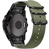 Fintie Correa Compatible con Garmin Fenix 6X/Fenix 3/Fenix 3 HR/Fenix 5X - 26mm Pulsera de Repuesto de Nylon Tejido Banda con Hebilla de Metal, Verde Oliva