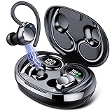 QXQ Auriculares Inalambricos Deportivos, 60H Cascos Bluetooth 5.3 HiFi Estéreo con 4HD Micro y Cancelacion Ruido ENC, Auriculares Inalambricos Bluetooth con Dual LED Pantalla, IP7 Impermeable, Negro