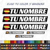 6 x BANDERA ESPAÑA NOMBRE PEGATINA EN VINILO PARA MOTO BICI CASCO BTT BICICLETA PERSONALIZABLE