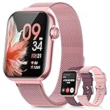 SWGOTA Reloj Inteligente Mujer, 1.83'' Smartwatch con Llamadas, 3 Correas, Función Femenina, Pulsometro, SpO2, Monitor de Sueño, 110+ Modos Deportivos, Podómetro, Calorías IP68 para iOS Android, Rosa