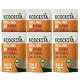 Ecocesta - Pack de 6 Unidades de 500 g de Copos Suaves de Avena Integral Ecológica - 500 g - Sin Azúcar Añadido - Aptos para Veganos - Alto Contenido en Fibra - Aporta una Dosis Extra de Energía