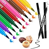 WuGU 12Pcs Bolígrafos para Colorear Alimentos, Rotuladores Comestibles, Rotuladores de Pigmento Comestible, Rotuladores para Decoración de Huevos de Pascua, Fondant, Galletas, Pasteles