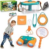 Achiyway Kit Explorador, Juegos al Aire Libre con Prismaticos, Observatorio de Insectos, Brujula, Lupa, Cazamariposas y Silbatos, Regalo para Niños de 3 a 8 Años