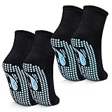 TENQUAN Calcetines Antideslizantes Mujer y Hombre Calcetines para Hacer Yoga Pilates Ballet Danza pour Casa Gimnasio Deportivos Fitness (2 Pares, Negro, Unisex L, EU 43-46)